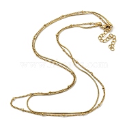 304 Stainless Steel Double-Layer Necklace, Satellite & Snake Chains Necklace, Golden, 15.16 inch(38.5cm)(NJEW-Q321-01G)