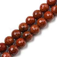 Natural Red Jasper Beads Strands, Faceted(128 Facets), Round, 8~8.5mm, Hole: 1.2mm, about 46pcs/strand, 14.96~15.12 inch(38~38.4cm)(G-E571-43A)