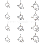 Elite 12Pcs 3 Size 925 Sterling Silver Spring Ring Clasps, with 12Pcs Open Jump Rings, Silver, 7.5~10.5x6~9x1~2mm, Hole: 1.4~1.6mm, Inner Diameter: 3~3.8mm, 4Pcs/size(STER-PH0001-20)