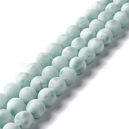 Frosted Natural Glass Beads Strands, Round, Aqua, 10.5mm, Hole: 0.9mm, about 39pcs/strand, 15.75''(40cm)(G-I247-15K)