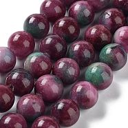 Dyed Natural Malaysia Jade Beads Strands, Round, Purple, 12mm, Hole: 1.2mm, about 19pcs/strand, 7.48 inch(19cm)(G-G021-01D-05)