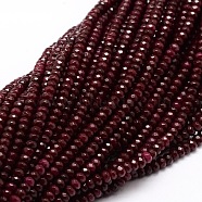 Dyed Natural Malaysia Jade Rondelle Beads Strands, Faceted, Dark Red, 4x2~3mm, Hole: 1mm, about 115pcs/strand, 14 inch(G-E316-2x4mm-20)
