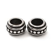 316 Surgical Stainless Steel European Beads, Large Hole Beads, Rondelle, Antique Silver, 12.5x8mm, Hole: 7.5mm(STAS-A060-09AS)