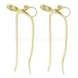 Brass Stud Earrings, Bowknot, Real 18K Gold Plated, 85~88x36~38mm(EJEW-B040-03B-G)