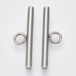 304 Stainless Steel Toggle Clasps Parts, Stainless Steel Color, Bar: 25x7x2.5mm, Hole: 3mm(STAS-Q179-01-A)