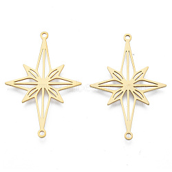201 Stainless Steel Connector Charms, Star, Real 18K Gold Plated, 39x26x1mm, Hole: 1.5mm(STAS-N090-LA953-2)