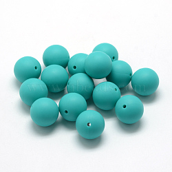Food Grade Eco-Friendly Silicone Beads, Round, Dark Turquoise, 12mm, Hole: 2mm(SIL-R008B-06)
