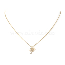 Clear Cubic Zirconia Word Yes Pendant Necklace, Brass Jewelry, Golden, 17.72 inch(45cm), Yes: 12.5x15mm(NJEW-JN04330-01)