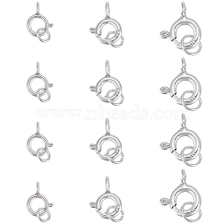 Elite 12Pcs 3 Size 925 Sterling Silver Spring Ring Clasps, with 12Pcs Open Jump Rings, Silver, 7.5~10.5x6~9x1~2mm, Hole: 1.4~1.6mm, Inner Diameter: 3~3.8mm, 4Pcs/size(STER-PH0001-20)