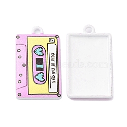 Spray Painted Alloy Pendants, Tape, Pearl Pink, 25.5x15x2.5mm, Hole: 1.8mm(PALLOY-D016-06D)