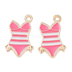 Alloy Enamel Pendants, Bikini Charms, Golden, Deep Pink, 22x13.5x1mm, Hole: 1.6mm(AL-CBAE435-06G-02)