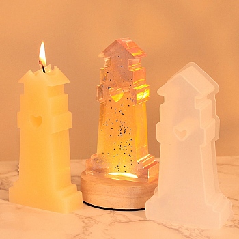  Lighthouse DIY Silicone Mold, Resin Casting Molds, for UV Resin, Epoxy Resin Craft Making, Lighthouse, 138x72x26mm, Inner Diameter: 126x62mm