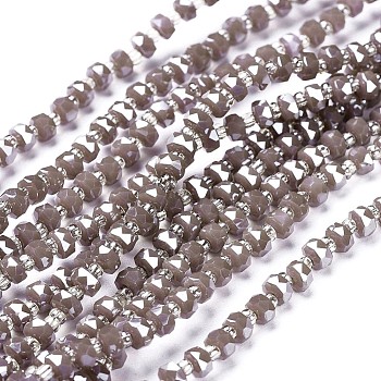 Glass Beads Strands, Faceted, Rondelle, Rosy Brown, 4x2.5mm, Hole: 0.8mm, about 150pcs/strand, 23.6 inch(60cm)