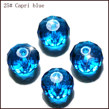Imitation Austrian Crystal Beads, Grade AAA, Faceted, Rondelle, Dodger Blue, 6x4mm, Hole: 0.7~0.9mm