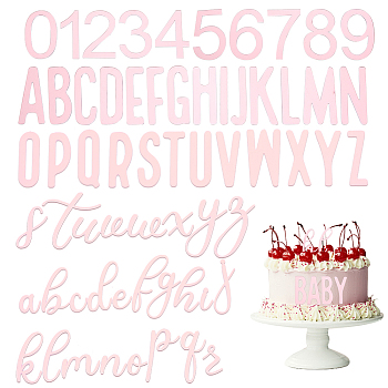 Acrylic Mirror Effect Cake Toppers, Number & Letter.A~Z, Pink, 25~83.5x6~58x1mm, 126pcs/set