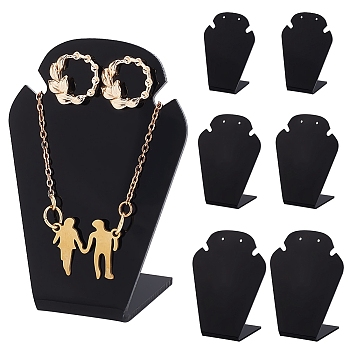 3Pcs 3 Sizes Acrylic Necklace Displays Stand Set, Bust-Shaped Jewelry Set Display Holder, Black, 4.6~6.75x2.6~3.6x6.7~8.75cm, 1pc/size