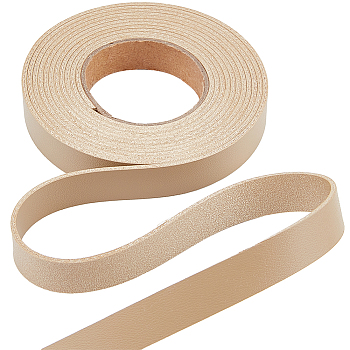 2M PVC Double Face Imitation Leather Ribbons, for Clothes, Bag Making, Wheat, 12.5mm, about 2.19 Yards(2m)/Roll