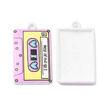 Spray Painted Alloy Pendants, Tape, Pearl Pink, 25.5x15x2.5mm, Hole: 1.8mm