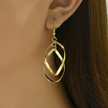 Fashionable Double Hoop Earrings with Tassel for Women, Dangle Earrings, Golden