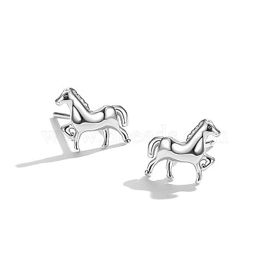 Rhodium Plated Sterling Silver Stud Earrings(EJEW-BB67168-P)-5