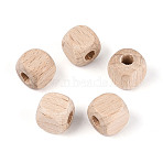 Beech Wood European Beads, Cube, Large Hole Beads, PapayaWhip, 12x12x12mm, Hole: 4.5mm(WOOD-T033-09A)