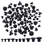 100Pcs 10 Styles Silicone Hole Plugs, Snap in Hole Plugs, Post Pipe Insert End Caps, for Furniture Fencing, Round, Black, 7~17.5x9~14mm, 10pcs/style(AJEW-NB0007-79)