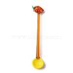 Handmade Glass Fruits Spoons, Kitchen Tableware, Strawberry, 145x28x15.5mm(AJEW-A067-01B)