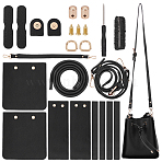 DIY Imitation Leather Sew on Women's Crossbody Bucket Bag Making Kit, including Fabrics, D Rings, Screw, Cord and Needle, Screwdriver, Black, Fihished Product: 220x200x100mm(DIY-WH0495-07A)
