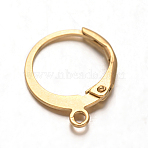 Ion Plating(IP) 316L Surgical Stainless Steel Leverback Earring Findings, with with Horizontal Loop, Real 18K Gold Plated, 14.5x12x0.6mm, Pin: 0.7mm, Hole: 1mm(X-STAS-F075-38G)