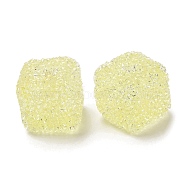 Resin Beads, with Rhinestone, Drusy Cube, Champagne Yellow, 16x16x16mm, Hole: 3.6mm(RESI-C038-02M)