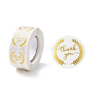Thank You Stickers Roll, Flat Round Paper Purchase Tag Stickers, Adhesive Labels Stickers, Olive Branch Pattern, 2.8cm, about 28mm wide, Stickers: 25x0.1mm, about 500pcs/roll(DIY-O021-08B)