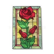 Acrylic Pendants, Flower, Red, 42.5x27x2mm, Hole: 1.5mm(OACR-R271-03B)