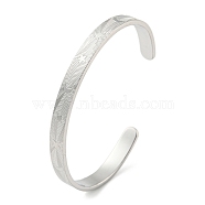 Titanium Steel Open Cuff Bangles for Women, Moon, 1/4 inch(0.6cm), Inner Diameter: 2x2-1/2 inch(5.05x6.5cm)(BJEW-G708-01A-P)