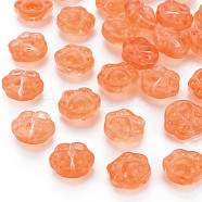 Transparent Baking Painted Glass Beads, Paw Print, Coral, 13.5x15x8.5mm, Hole: 1.2mm(GLAA-S190-021-A01)