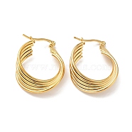 Vacuum Plating 201 Stainless Steel Interlocking Multi Layered Hoop Earrings with 304 Stainless Steel Pins, Intertwined Jewelry for Women, Golden, 33x25x7mm, Pin: 0.6mm(EJEW-D279-08G-01)