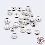 925 Sterling Silver Bead Caps, Apetalous, with 925 Stamp, Silver, 8x1.5mm, Hole: 0.8mm, about 57pcs/10g(STER-G022-06S-8mm)