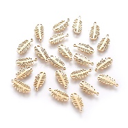 304 Stainless Steel Charms, Leaf, Real 18K Gold Plated, 11.5x5.5x0.8mm, Hole: 0.8mm(STAS-I115-09G-NF)
