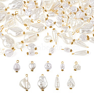 9 Sets 9 Style ABS Plastic Imitation Pearl Pendants, with Iron & Alloy Findings, Teardrop & Oval & Nuggets & Heart & Flat Round, Mixed Shapes, 15~30x7~19.5x4.5~11.5mm, Hole: 2.5~3mm, 10pcs/set, 1 set/style(KY-TA0001-23)