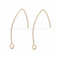 Brass Earring Hooks, with Horizontal Loop, Nickel Free, Real 18K Gold Plated, 35mm, Hole: 1.8mm, 20 Gauge, Pin: 0.8mm(KK-N231-08-NF)