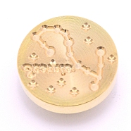 Brass Wax Sealing Stamp Head, for Post Decoration DIY Card Making, Constellation, Light Gold, Scorpio, 25.5x14.5mm, Hole: 7mm(AJEW-TAC0026-01LG-08)