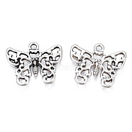 Tibetan Style Alloy Pendants, Cadmium Free & Lead Free, Butterfly, Antique Silver, 16x19.5x2mm, Hole: 1.6mm, about 880pcs/1000g(TIBEP-N008-110)