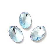 Glass Rhinestone Cabochons, Point Back & Back Plated, Faceted, Oval, Light Azore, 8x5.5x2.5mm(RGLA-P037-08B-D202)