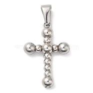 304 Stainless Steel Pendants, Cross Charm, Stainless Steel Color, 33x22.5x6mm, Hole: 9x4.5mm(STAS-M322-16P)