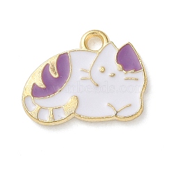 Cute Animal Alloy Enamel Pendants, Light Gold, Cat Shape, 16x1mm, Hole: 1.6mm(ENAM-U002-03E-KCG)