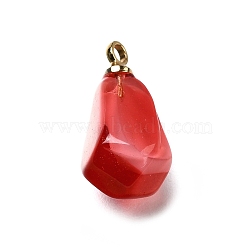 Brass Acrylic Pendants, Lead Free & Cadmium Free, Rack Plating, Long-Lasting Plated, Golden, Pomegranate, 16x8x8mm, Hole: 1.6mm(OACR-R006-01G-19)