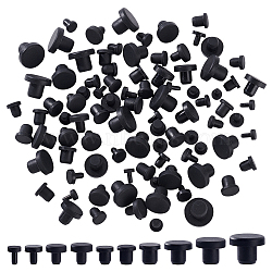 100Pcs 10 Styles Silicone Hole Plugs, Snap in Hole Plugs, Post Pipe Insert End Caps, for Furniture Fencing, Round, Black, 7~17.5x9~14mm, 10pcs/style(AJEW-NB0007-79)