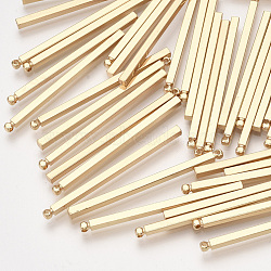 Brass Bar Pendants, Rectangle, Real 18K Gold Plated, 40x2x2mm, Hole: 0.8mm(KK-S348-384D)