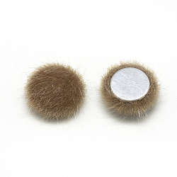 Faux Mink Fur Covered Cabochons, with Aluminum Bottom, Half Round/Dome, Camel, 25x6mm(WOVE-S084-19L)
