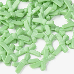 Opaque Acrylic Beads, Bowknot, Pale Goldenrod, 20x34x5.5mm, Hole: 1.8mm, about 435pcs/500g(MACR-S373-126-A05)