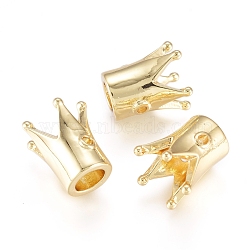 Brass Beads, Crown, Golden, 12x10.5mm, Hole: 1.2mm(KK-L189-11G)